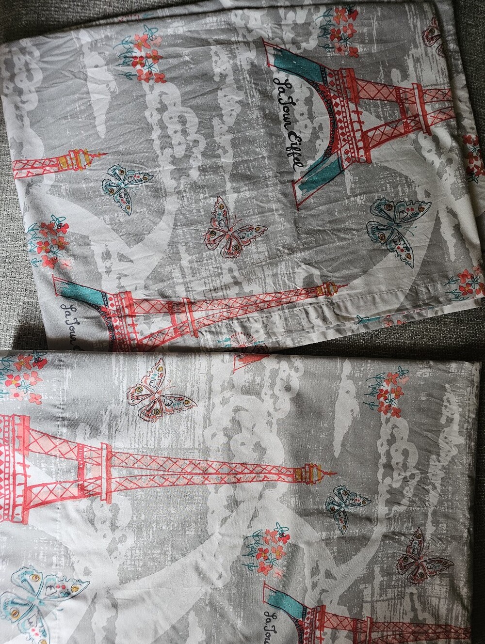 Eiffel Tower Butterfly Print 2 Panel Curtain SET